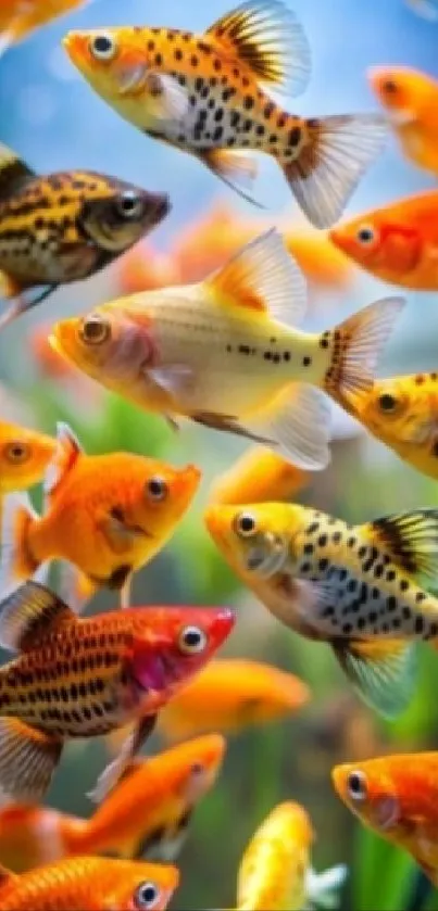 Vibrant tropical fish swimming in an aquarium.