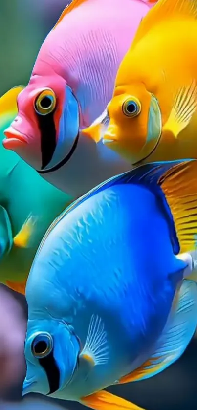 Colorful tropical fish swim majestically