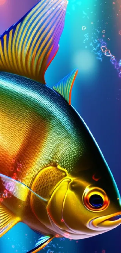 Vibrant tropical fish on a deep blue background.