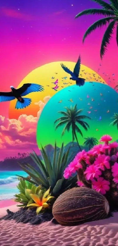 Tropical paradise wallpaper with vibrant colors and exotic beach scene.