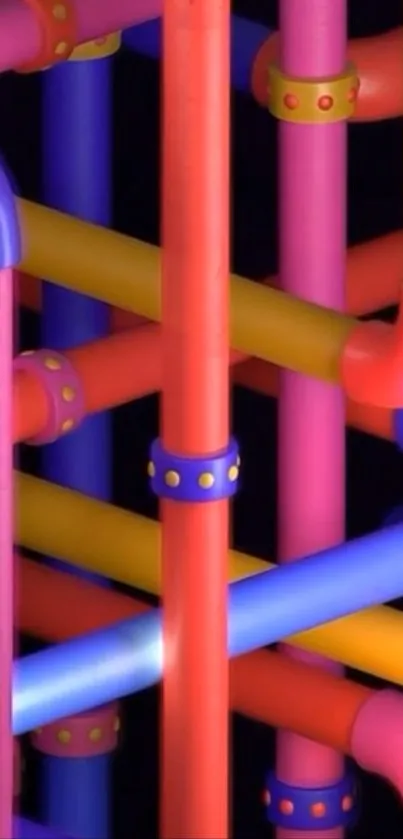 Vibrant abstract tubular geometry design.