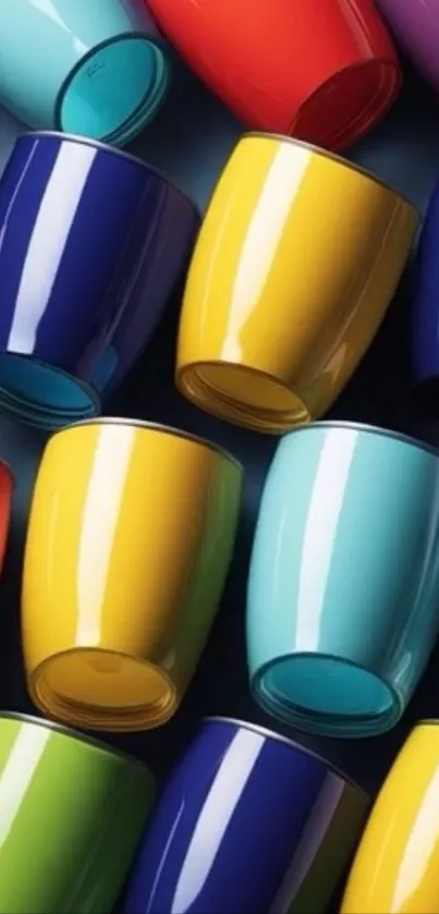 Vibrant wallpaper with colorful tumblers pattern.