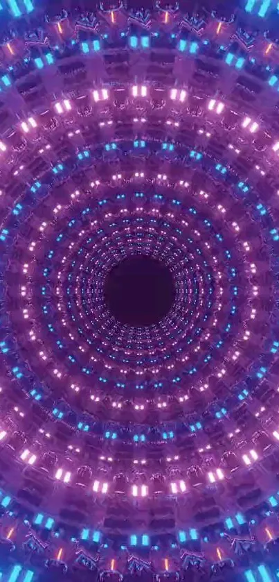 Vibrant purple and blue tunnel digital art wallpaper.