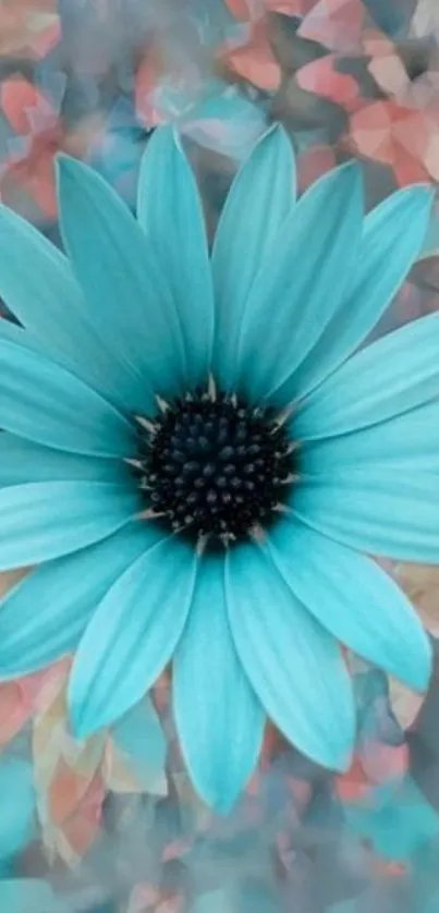 Turquoise flower with abstract background.