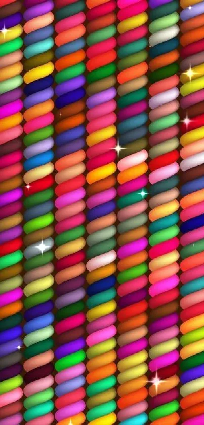 Vibrant twisted color threads wallpaper for mobile devices.