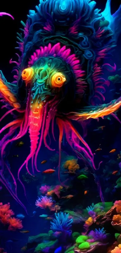 Vibrant underwater fantasy wallpaper with colorful creature.