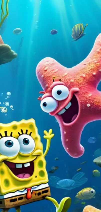 Animated characters in a vibrant underwater scene.