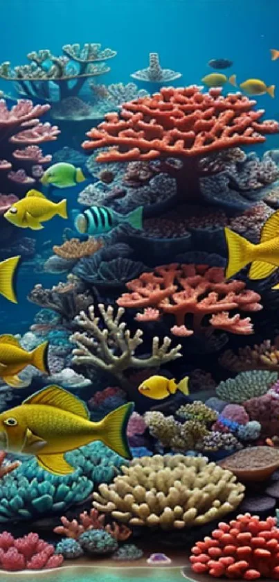Colorful underwater coral scene with vibrant fish.