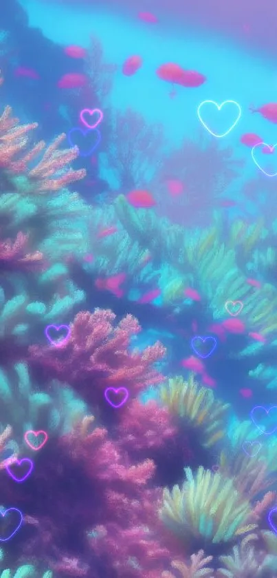 Colorful coral reef wallpaper with tropical fish.