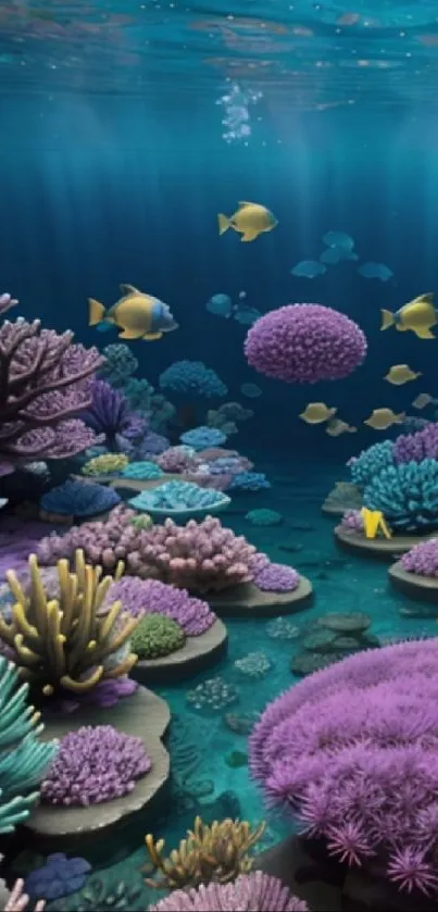Vibrant underwater scene with corals and colorful fish, perfect as a phone wallpaper.
