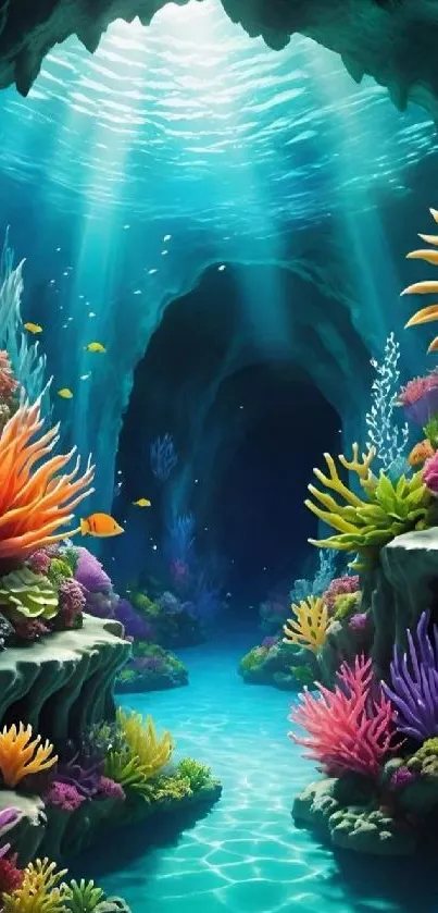 Colorful underwater coral scene with vibrant marine life.