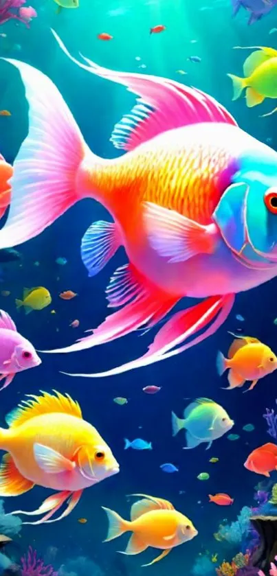 Colorful underwater scene with vibrant fish.