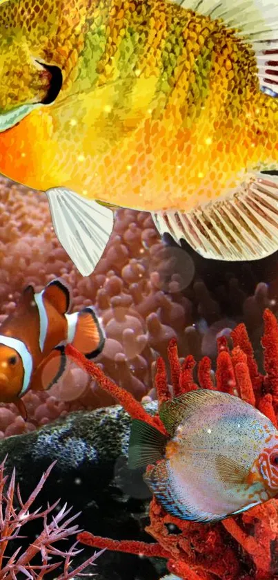 Colorful underwater fish scene with vibrant tropical marine life.