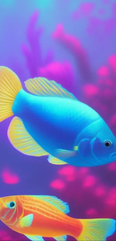 Colorful fish swimming in vivid underwater scene.