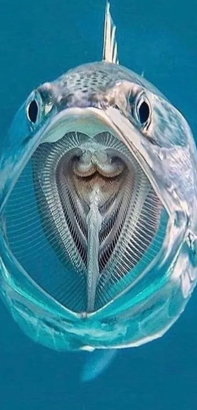 Close-up of a fish with mouth open underwater.