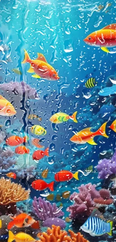 Vibrant coral reef with tropical fish.