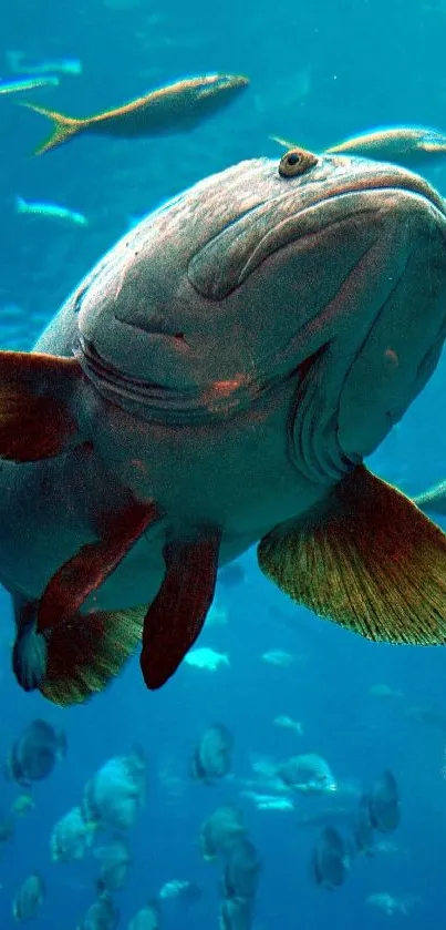 Majestic fish swimming in vibrant underwater scene with marine life.