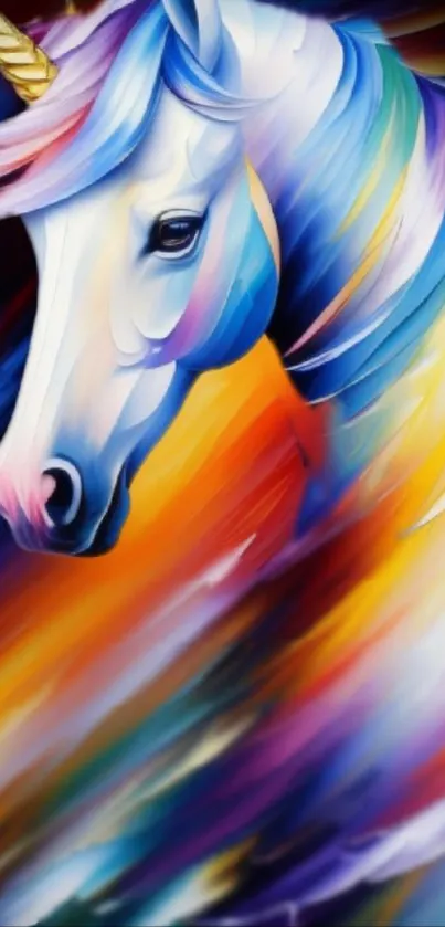 Vibrant abstract unicorn art wallpaper with dynamic colors.