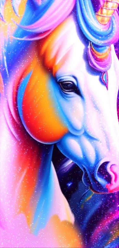 Colorful fantasy unicorn wallpaper for phones.