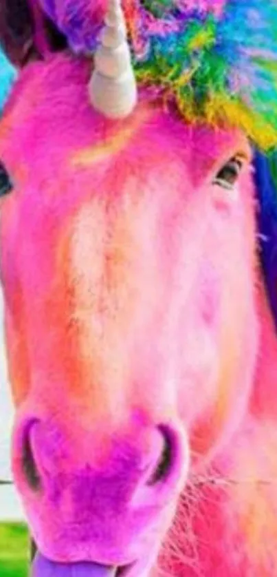 Vibrant unicorn with a colorful mane.