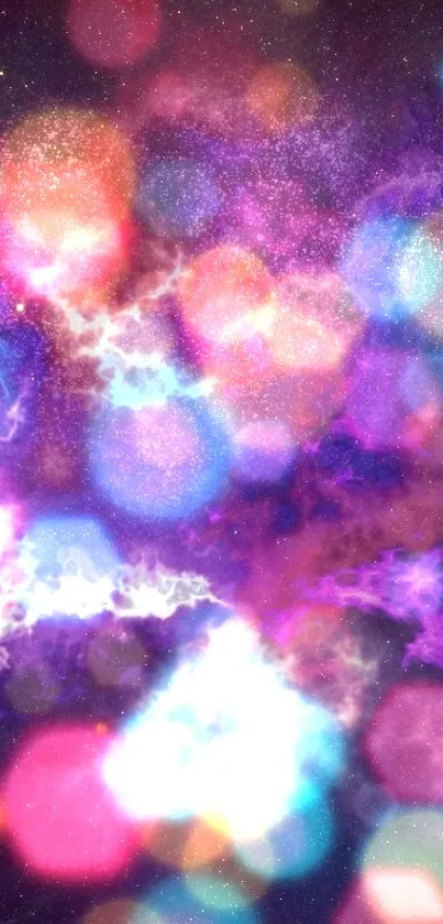Colorful unicorn and nebula wallpaper with a cosmic and magical theme.
