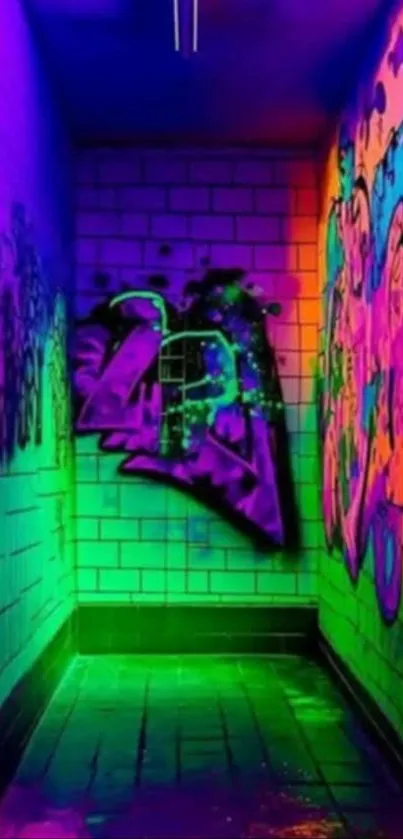 Vibrant graffiti art on urban wall with colorful splashes.