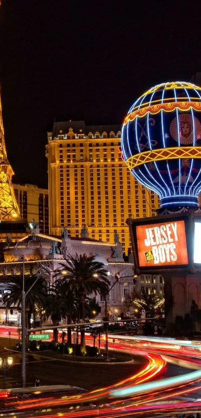 Las Vegas night scene with neon lights.