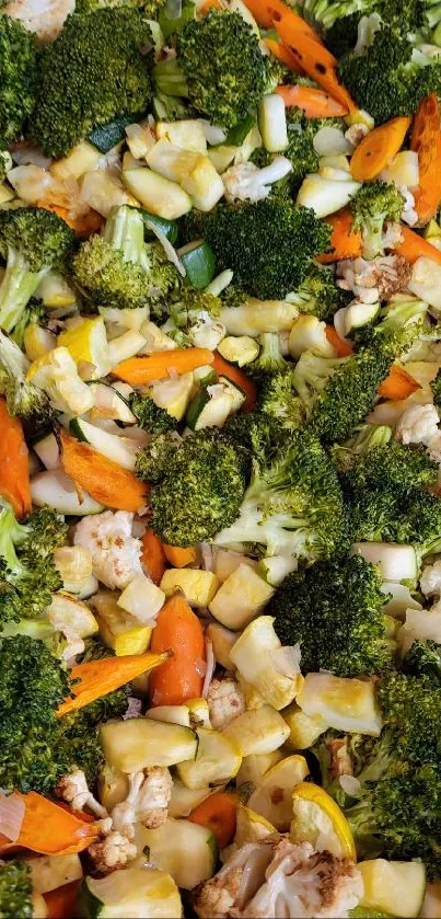 Colorful vegetable pattern with broccoli, carrots, and squash.