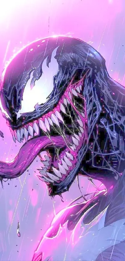 Dynamic Venom comic art wallpaper with purple tones for mobile.