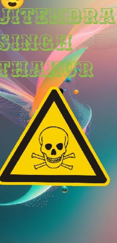 Colorful warning sign with abstract background wallpaper.