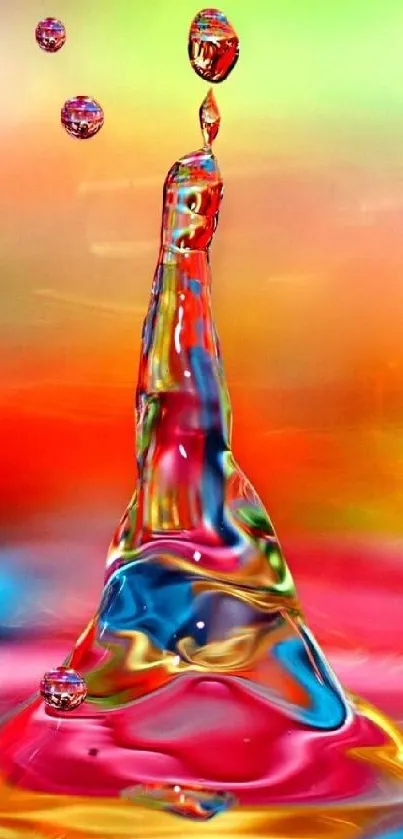 Vibrant water drop wallpaper with colorful abstract design.