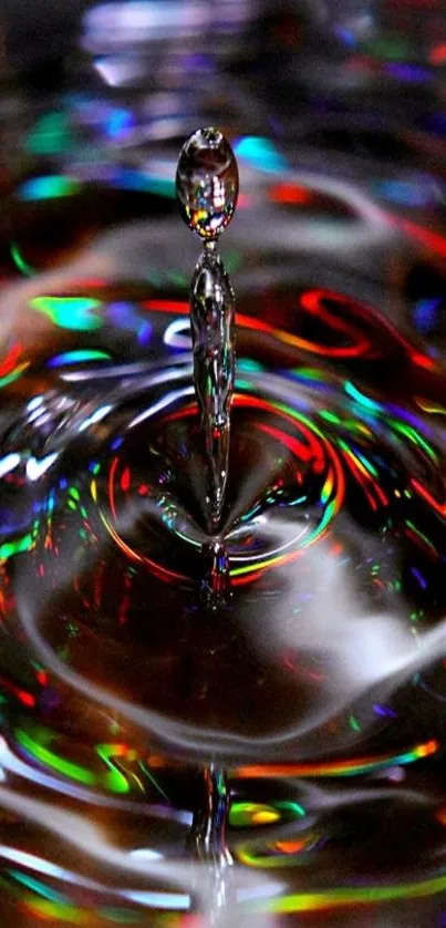 Luminous, colorful water droplet wallpaper art.