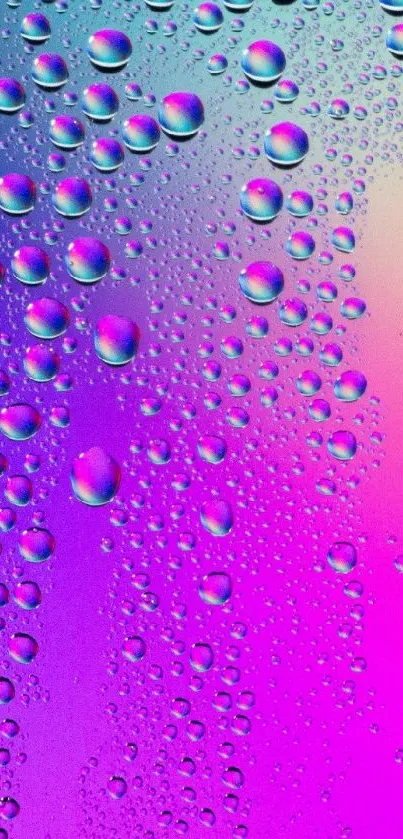 Colorful water droplets on a vibrant gradient background for mobile wallpaper.