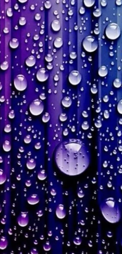 Vibrant purple and blue wallpaper with water droplets.