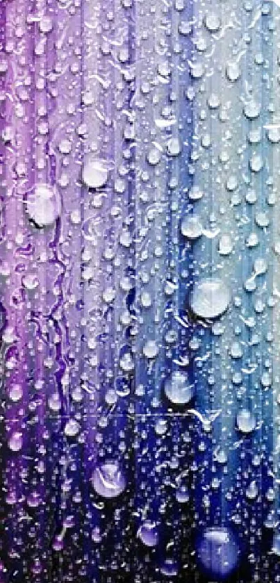 Vibrant purple and blue water droplet wallpaper for mobile devices.