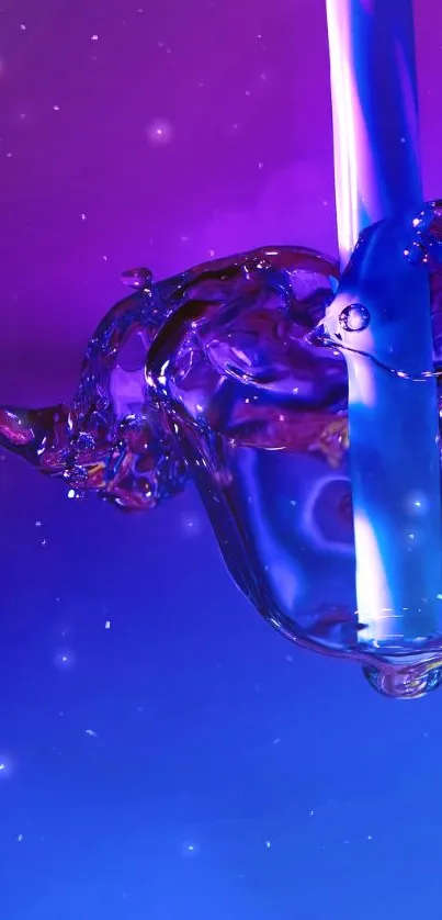 Abstract wallpaper with blue and purple water glow.