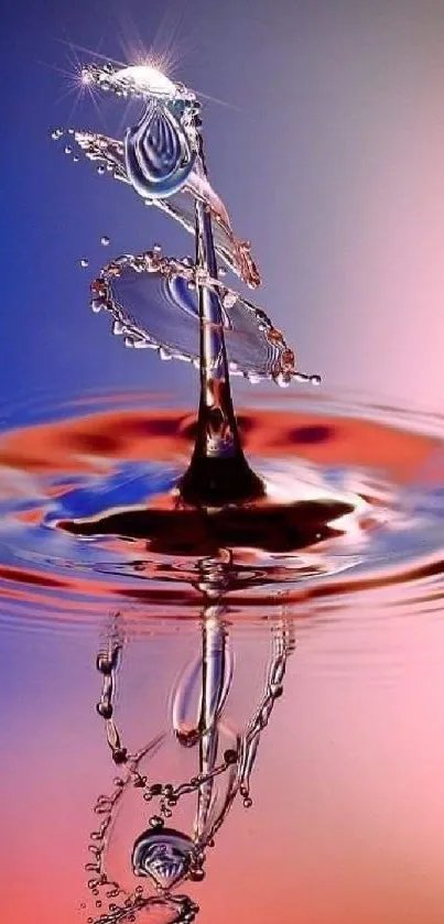 Artistic water splash with vibrant blue and red reflections in a stunning design.