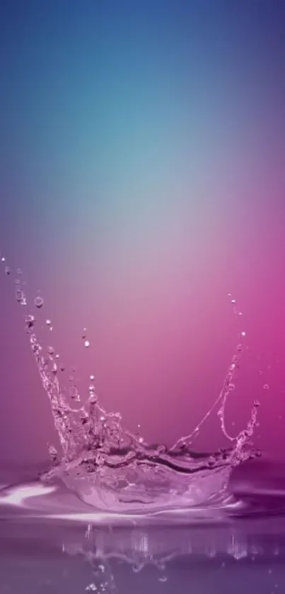 Vibrant water splash on purple gradient background wallpaper.