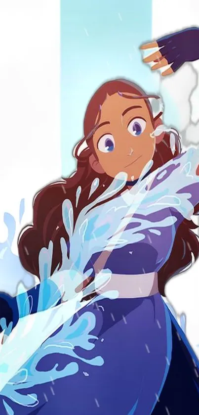 Animated Waterbender with flowing water design