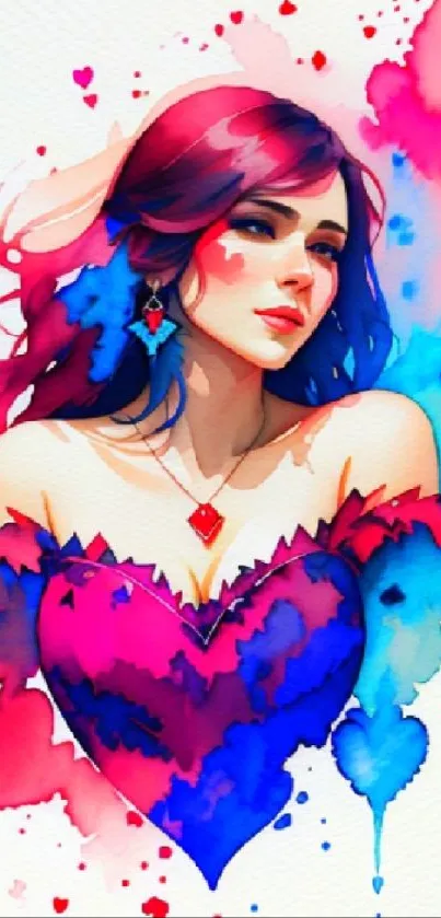 Vibrant watercolor art of a woman blending rich colors.