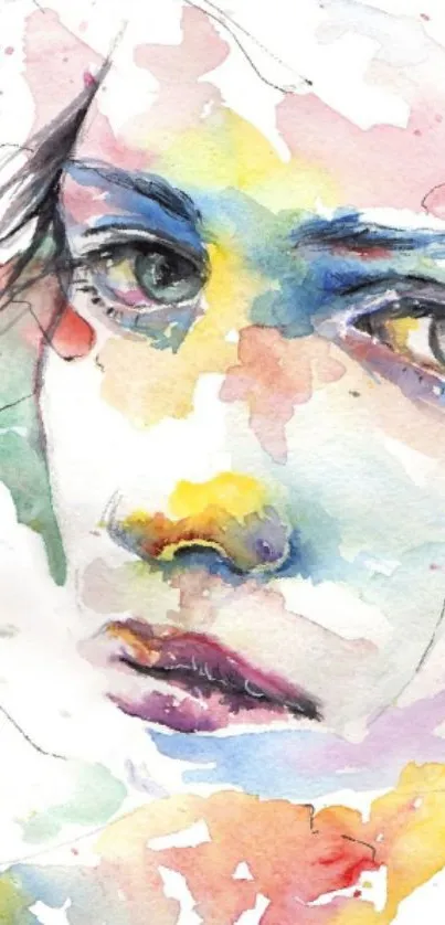 Vibrant watercolor portrait with rich colors.