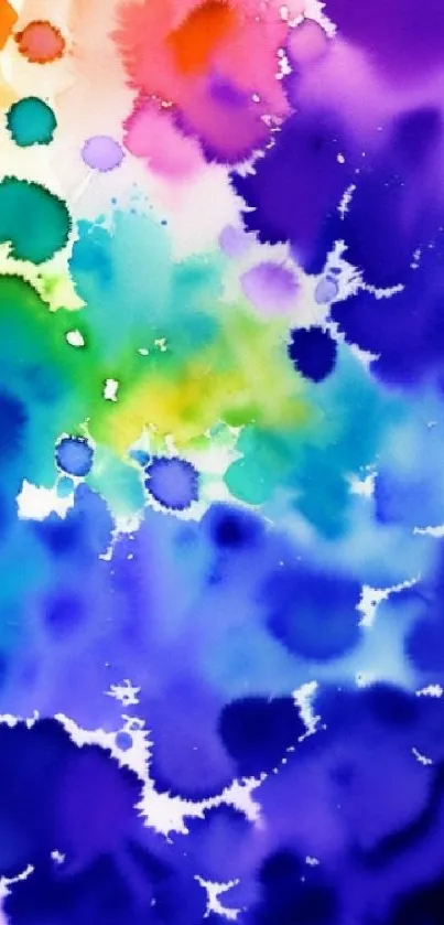 Vibrant watercolor wallpaper with blue and purple hues.