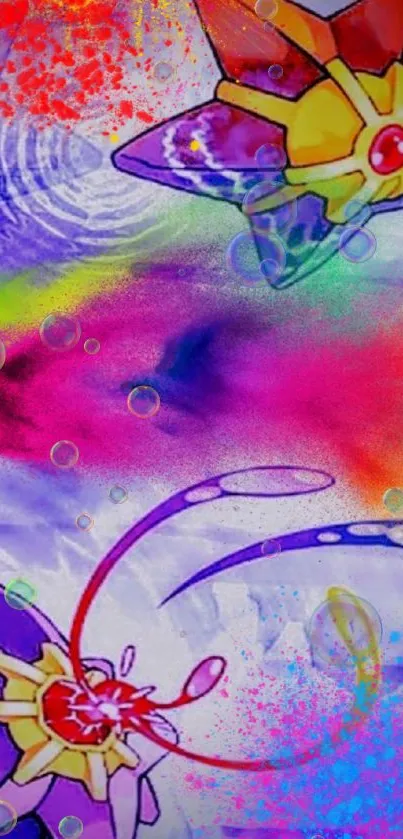 Vibrant watercolor abstract phone wallpaper with colorful design.