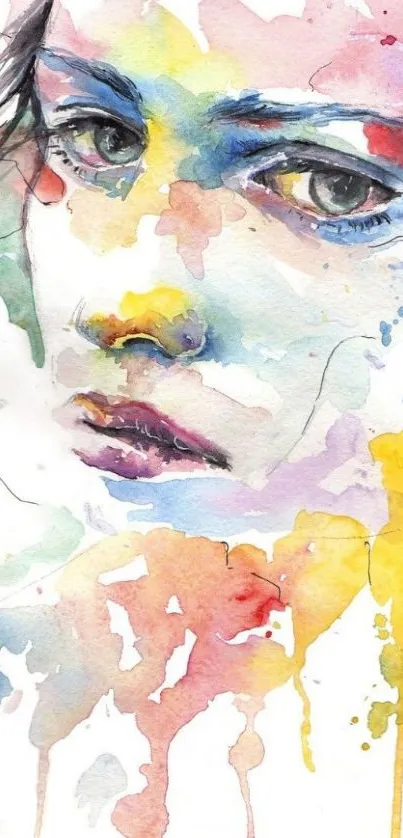 Vibrant watercolor portrait with expressive colors.