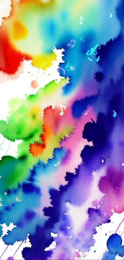 Vibrant watercolor splash artwork with colorful abstract design.