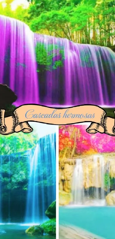 Vibrant multi-colored waterfall wallpaper for mobile.