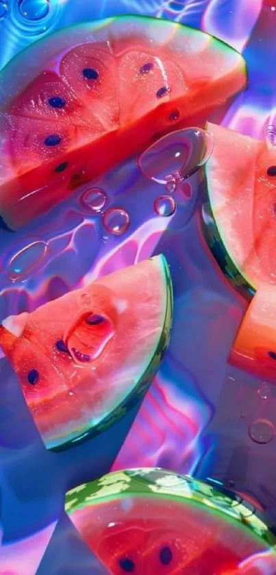 Artistic watermelon slices in vibrant colors.