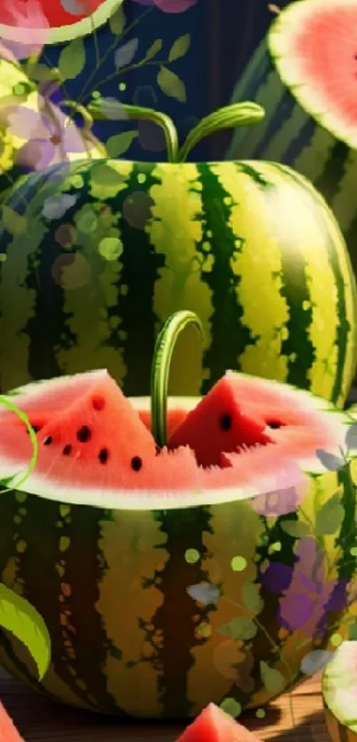 Vibrant artistic watermelon wallpaper design.