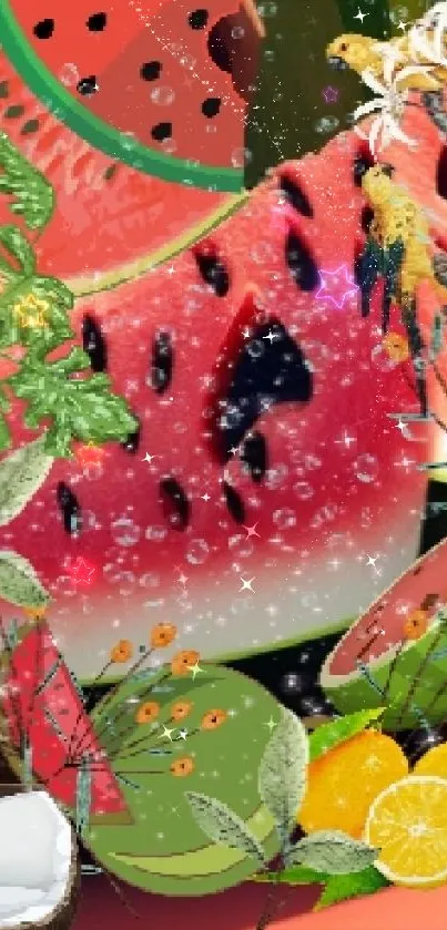 3D watermelon art with vibrant, surreal fruit design for mobile wallpaper.