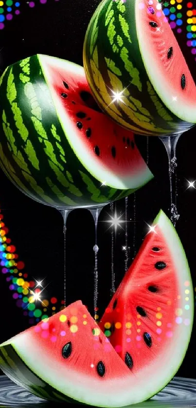 Artistic watermelon slices in vibrant colors, perfect for a fresh summer look.